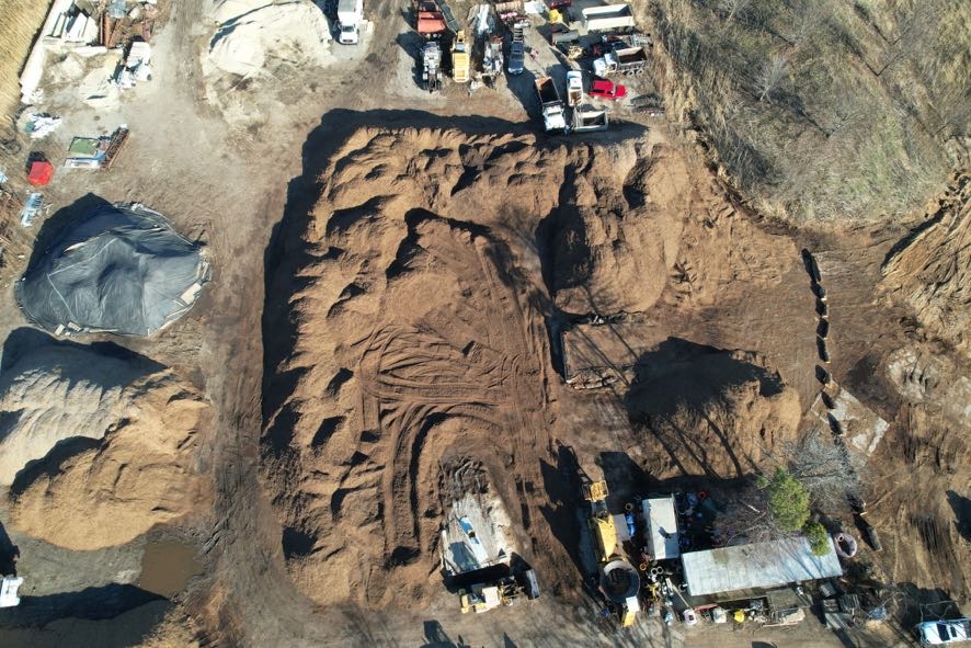 Aerial view of mulch processing facility Lake County area